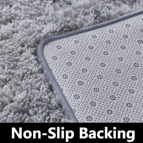 TABAYON Shag Area Rug, 5x7 Ft Tie-Dyed Light Grey Upgrade Anti-Skid Durable Rectangular Cozy High Pile Soft Throw Rug for Nursery/Living Room thumbnail 6