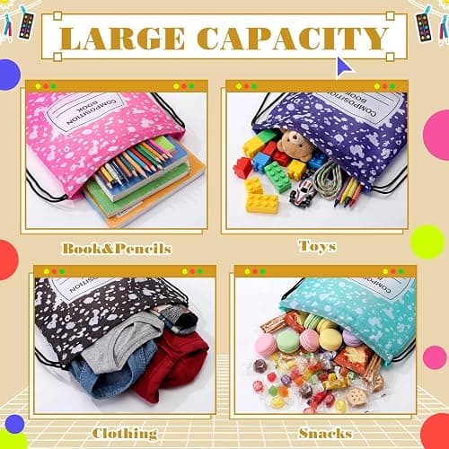 Aliceset 20 Pack Graduation Gift Drawstring Bags Bulk, 12x10 Inch Composition Goodie Gift Backpack, Kindergarten Preschool Sacks for Kid Back to School Birthday Party Favors Supplies thumbnail 5