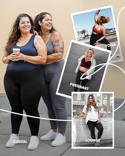 HLTPRO 3 Pack Plus Size Leggings for Women(X-Large - 4X)- High Waist Stretchy Soft Pants for Workout Running Yoga thumbnail 4