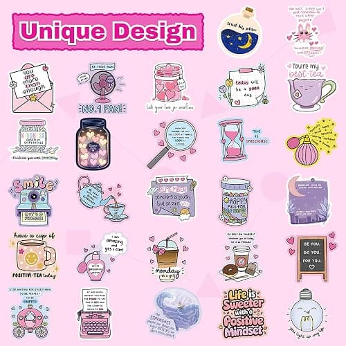 200 Pcs Cute Positive Affirmation Stickers for Journaling Aesthetic | for Adults,Vinyl Cute Positive Motivational Aesthetic Boho Journal Stickers for Water Bottles Laptops Adult Teen Kid thumbnail 5