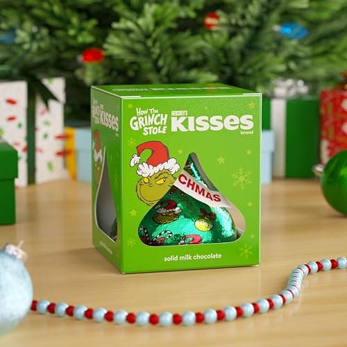 HERSHEY'S KISSES Grinch Solid Milk Chocolate, Christmas Candy Gift Box, 1.45 oz thumbnail 6