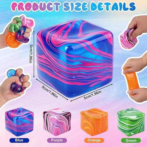 Squishies Stress Cube Toys,Adults Squishies Anxiety Relief Maltose Ball,Gel Filled Stretchy Stress Balls, Sensory Toy with a Super Solid Squish for Anxiety Relief Sensory & Focus (Orange) thumbnail 2