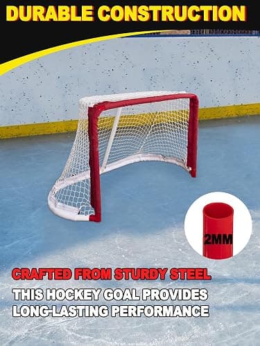 Kasifei Mini Steel Hockey Net with Shooter Tutor, 30" x 20" Heavy Duty Hockey Goal for Kids thumbnail 5