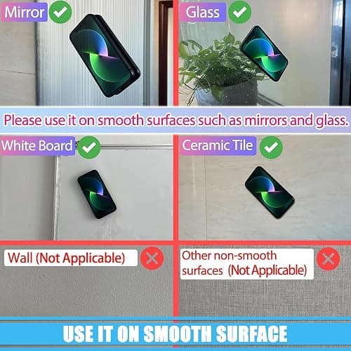 Zielfer Silicone Suction Cup Phone Case Holder, Non-Slip Suction Cup Mount for Selfies and TikTok, Car Phone Holder, Mirror Mount and Accessories, 5 Pieces thumbnail 3