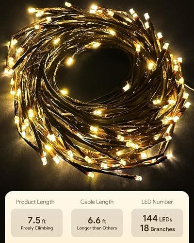 NIDISETPJAS Enchanted Willow Vine Lights with Remote, Christmas Swags Decorations Indoor Room Decor, 18 Branches 144 LEDs Lighted Willow Vine Lights for Walls Bedroom Home Decor thumbnail 6