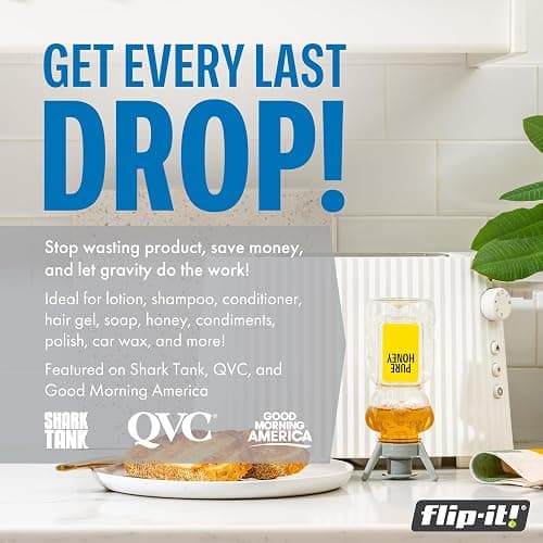 Flip-It! 1-Pack Bottle Emptying Kit – No more wasted product - Fits most plastic bottles – Get out every drop of Shampoos, Lotions, & More – 1 Base Cap, 3 Adapters – Pastel Color Edition - 1-Pack - Pastel thumbnail 4