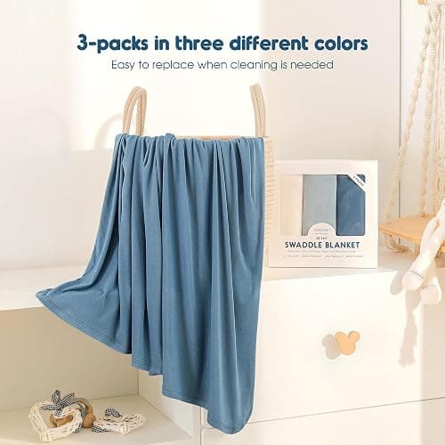 GRSSDER 3 Pack Newborn Swaddle Blanket, Ultra Soft Stretchy Jersey Knit Extra Large Size 33 x 44 Receiving Blankets for Easy Swaddling Baby Snug and Cozy, Comfortable and Lightweight for All Seasons thumbnail 8