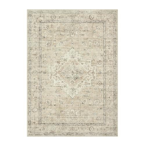 LIVEBOX Bedroom 4x6 Washable Area Rug for Entryway Kitchen, Non-Slip Soft Boho Rugs for Dining Room Office, Farmhouse Low-Pile Neutral Soft Carpet for Nursery Room Playroom, Tan thumbnail 9