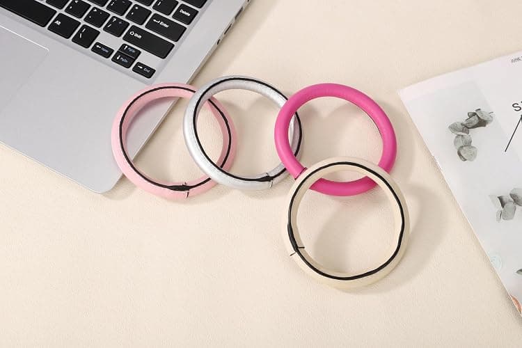 Junyuerly Wristlet Bracelet Keychain PU Leather Key chain Silicone Bangle Key Ring for Women Girls thumbnail 4