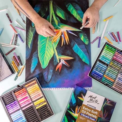 Mont Marte Extra Soft Oil Pastels Vibrant Hues Premium 120pc, Assorted Bright Colors, Vibrant, Buttery, Versatile Art Pastels for Blending, Layering & Shading, Art, Craft, Coloring and Sketching thumbnail 4