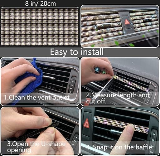 NBTEPEM 27 PCs Multicolor Bling Car Accessories Set for Women, Steering Wheel Covers Universal Fit 15 Inch, Bling License Plate Frame, Bling Phone Holder, Bling Car Coasters thumbnail 5