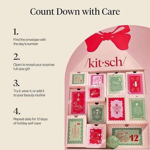Kitsch Holiday Advent Calendar – Christmas Advent Calendar 2025 with Full-Size Hair Accessories & Beauty Essentials – Festive Self Care Gifts for Women, Limited Edition Christmas Gifts thumbnail 3