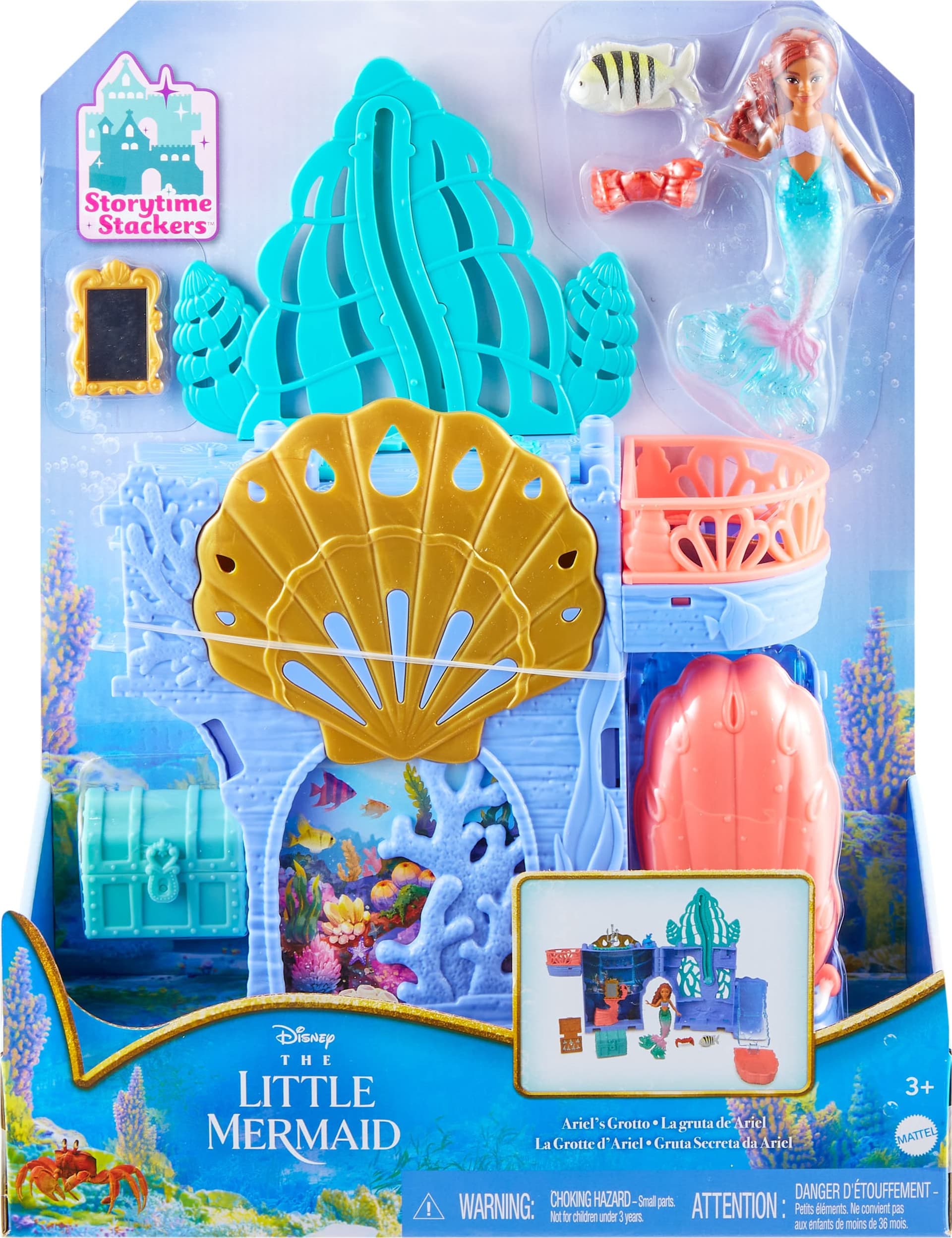Disney The Little Mermaid Storytime Stackers Ariel s Grotto Playset, Stackable Dollhouse with Small Doll and 10 Accessories thumbnail 7
