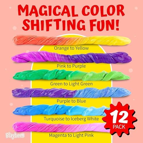Playbees Color Changing Therapy Putty 12 Pack - Silly Mini Putty Thinking Slime for Sensory Play, Educational Games, Fidget Putty 8-15 - Heat Sensitive Magical Color Shifts - Slime Favors 0.5 Oz thumbnail 6