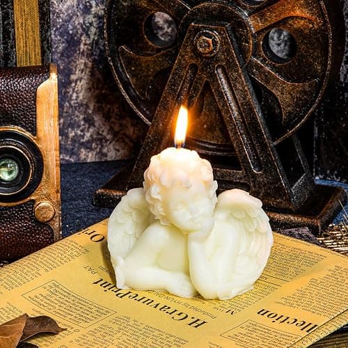 Nuanchu 2 Pieces Angel Candle Scented Candle Wax Vegan Room,White | Aesthetic Girls Bedroom Decoration Vintage Style Modern Cherub Figurine Design Trendy Home Decor Art thumbnail 5