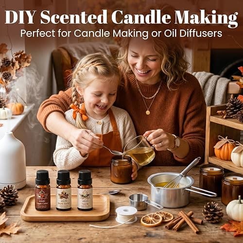 Auelife Fall Essential Oils Set for Diffusers for Home, 6x10ml Fall Scents | Autumn Scented Oils with Pumpkin Spice, Vanilla, Apple Cider, Maple Butter for Candle Making, Soap Making, Holiday Gift Set thumbnail 6