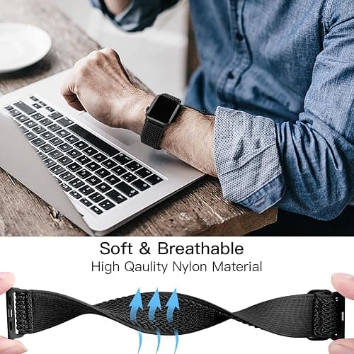 Lerobo Nylon Stretchy Solo Loop Watch Band, Compatible with Apple Watch Series 11-1, SE/Ultra 3 2 1 38/40/41/42/44/45mm/46mm/49mm, Adjustable Replacement Strap for Women Men thumbnail 4