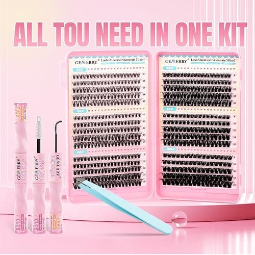 GEMERRY Lash Clusters Kit 565Pcs Eyelash Extensions Kit Individual Lashes D Curl Fluffy Wispy False Eyelashes with Lash Bond and Seal and Tweezers(30D+40D+50D+60D+80D+100D, 8-16mm) thumbnail 6