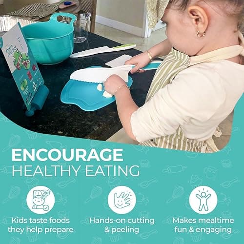Tovla Jr. Ultimate Montessori Kids Cooking Gift Set – Real Knife, Chopper, Safety Gloves, Peeler, Cutters, Cutting Board & Recipe Cards – Ages 4–10 thumbnail 6
