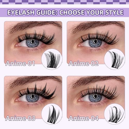 B&Q Manga Lash Clusters Kit Anime Lashes 10-18mm Mixed 120pcs Eyelash Extension Kit Thick Curly Manga Style Feature Spike Eyelash Clusters Perfect Choice for Beginners at Home(KIT-Anime 03) thumbnail 6