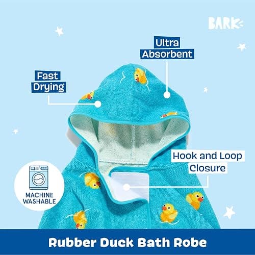 Barkbox Dog Bathrobe Fast Drying with Hook and Loop Closure & Wrap Tie Snuggle, Cute Dogs Clothes, Easy to Clean, Machine Washable, Dog Coats and Tumble Dry Low - Rubber Duck, Large | Fast Drying, Microfiber Bath Towel - Hook & Loop Closure and Wrap Tie - Machine Washable - Rubber Duck thumbnail 2