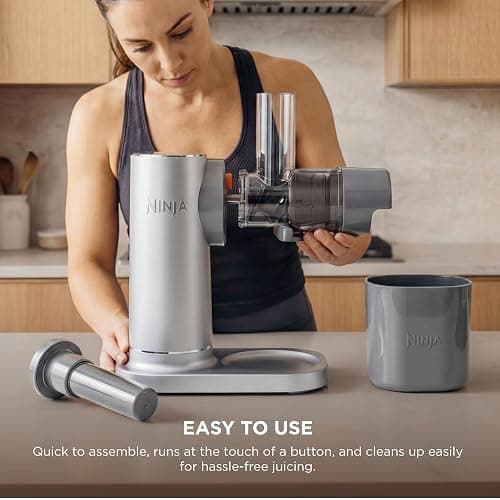 Ninja NeverClog Cold Press Juicer | Powerful Electric Slow Masticating Juicer with Pulp Control | XL Capacity | 24 oz. Juice Jug & 36 oz. Pulp Container | Dishwasher Safe | Gray | 150W | JC151​SL thumbnail 10