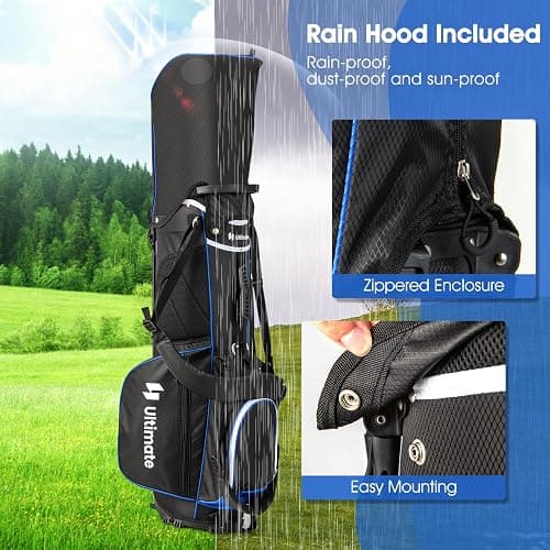ULTIMATE 14-Way Golf Stand Bag, Portable Golf Bag w/ 6 Pockets,Cooler Bag & Waterproof Valuable Pocket, Rain Hood, Ergonomic Dual Strap System & Carrying Handles, 5 LBS Lightweight for Adults thumbnail 4