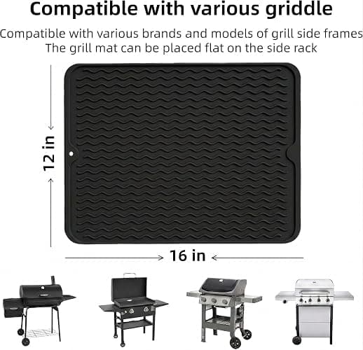 Geban Blackstone Griddle Tool Mat, BBQ Accessories Rest Pad for Black Stone, Weber, Traeger Grill Side Shelf, Silicone Heat Resistant Mat, Outdoor Kitchen Counter, Gifts for Men (Black) thumbnail 2