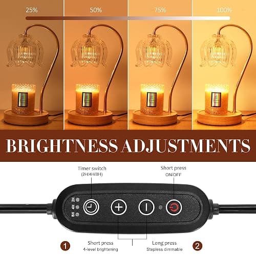 Merrtody Dimmable Flower Candle Warmer Lamp with Timer - Fits All Jar Scented Candles - Christmas & Mother's Day Gift for Women，Mom thumbnail 3