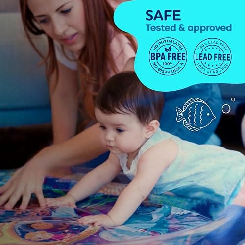 TT TUMMYTIMEZ Premium Tummy Time Water Mat, Extra Large Multi-Stage Activity Center Promoting Baby Motor & Sensory Development, Inflatable Playmat Visual Stimulation Gift Infants Toddlers Boys Girls thumbnail 7
