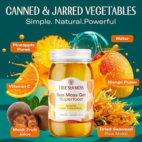 TrueSeaMoss Sea Moss Gel – Made in USA – Wildcrafted Seamoss, Fruits & Jarred Vegetables – Mango/Pineapple, Pack of 1 (Labels may Vary) thumbnail 3