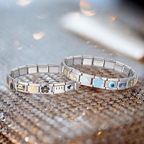 ITingstere Italian Charms Bracelet Sets with 1Pcs Starter Brascelet 9Pcs Charms 9mm Italian Modular Charm Bracelet DIY Module Jewelry Gifts thumbnail 4