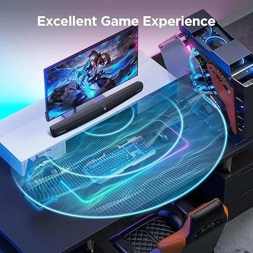 Assistrust Sound Bar for Smart TV,90W Soundbar with Bluetooth/ARC/Optical/AUX Connect, Auto Volume Boost, 3 Customizable Equalizer Modes, 2 in 1 Detachable Soundbar for TV/PC/Gaming/Projectors - Black thumbnail 4