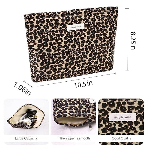 Leopard Makeup Bag Cosmetic Bag for Women and Girls Large Capacity Toiletry Bag Makeup Pouch Canvas Aesthetic Travel Makeup Bag Zipper Pouch (Leopard Print) thumbnail 2