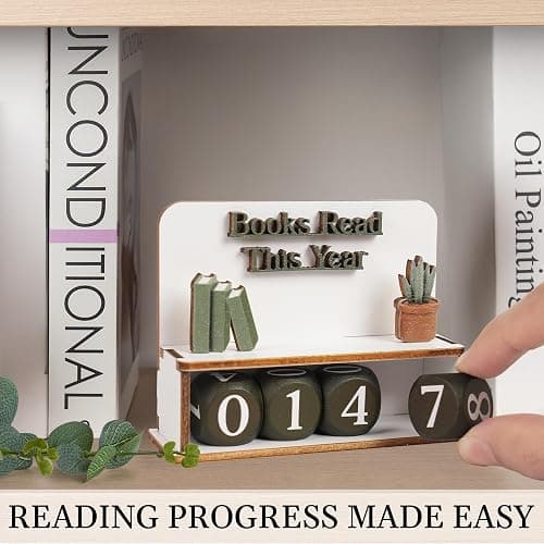 Books Read This Year Counter, Bookish Gifts For Book Lovers, Women Readers | Wooden Book Reading Tracker, 7 X 6 Inch, Personalize With Name, Includes Number Tiles And Stand thumbnail 4