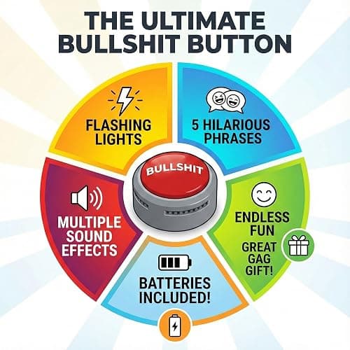 Bullshit Button – The Official Hilarious BS Button with Sound Effects & Flashing Light – Perfect Gag Gift for Friends, Family, and Co-workers - Batteries Included thumbnail 3