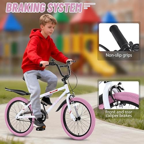 BGGFNZ 20 Inch Kids Bike BMX Style Bike, Girls Boys Bikes Ages 8-12, Single Speed Kids Bicycle for Boys Girls, Lightweight Boys Bike with Adjustable Seat, Multiple Colors thumbnail 3