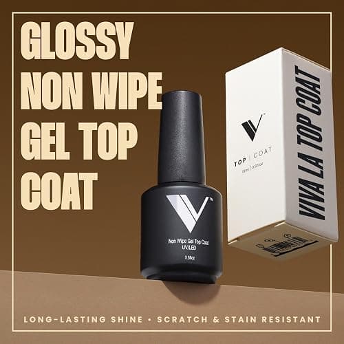 V Beauty Pure No Wipe Gel Top Coat - Long Lasting UV Top Coat Gel, 15ml | Gel Nail Polish, Scratch and Stain Resistant, Durable, Non Yellowing, No Sticky Layer, Glossy, For Manicure & Pedicure thumbnail 2