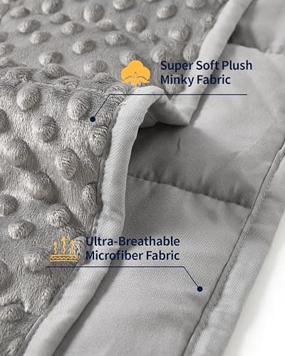 Mr. Sandman Weighted Blanket for Adults Queen Size 15 lbs, Soft Cooling Heavy Minky Blanket for Sleep, Washable Throw Blanket with Glass Beads, 60 x 80 Inches, Grey thumbnail 5