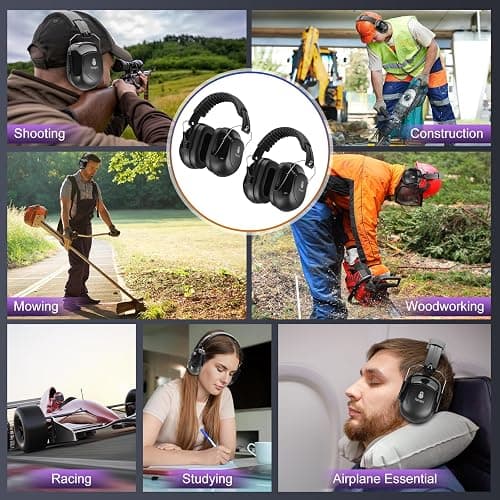 2 Pack 34dB Noise Canceling Headphones For Shooting, Hearing Protection Earmuffs, Ear Protection Headphones, Thickened Headband Ear Muffs For Noise Reduction For Shooting, Construction,Mowing thumbnail 6