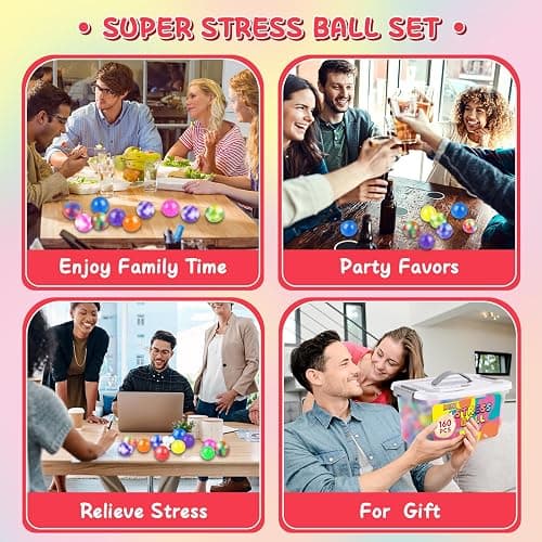 BESNEL 160 Pack Stress Balls for Adults, Bulk Squishy Ball, Stress Balls Set, Anti-Anxiety Easter Stress Relief Fidget Balls thumbnail 7