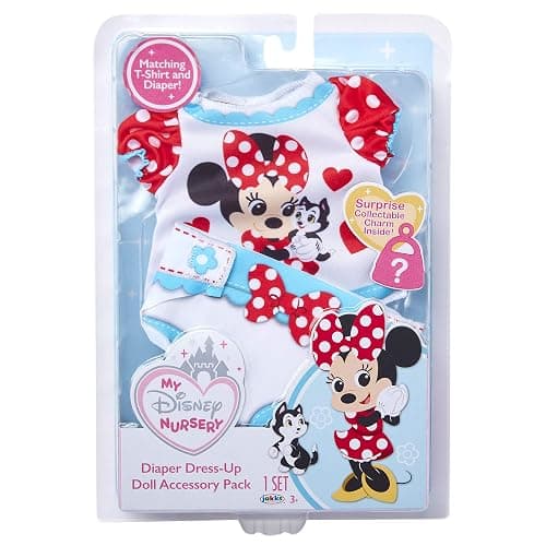 My Disney Nursery Baby Doll Clothes & Accessories, Minnie Diaper Accessory Pack Inspired by Disney's Beloved Minnie Mouse! Includes Doll T-Shirt, Doll diaper Cover, Clip With Charm thumbnail 6