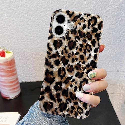 J.west Compatible with iPhone 17 Case,Luxury Sparkle Translucent Clear Vintage Leopard Print Soft Silicone Cover for Girls Women Protective Phone Case for iPhone17 6.3 inch Cheetah thumbnail 4