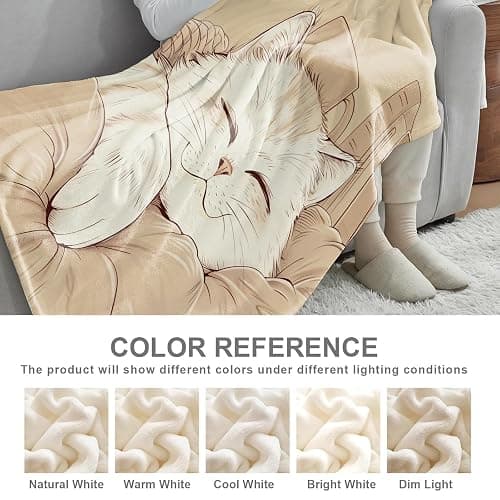 Cute Capybara Floral Throw Blanket, Lightweight Warm Flannel Blankets, Home Decor and Gifts, Soft Cozy Throws for Women Girls Kids, 50"X60" for Bed Couch Travel Office thumbnail 6