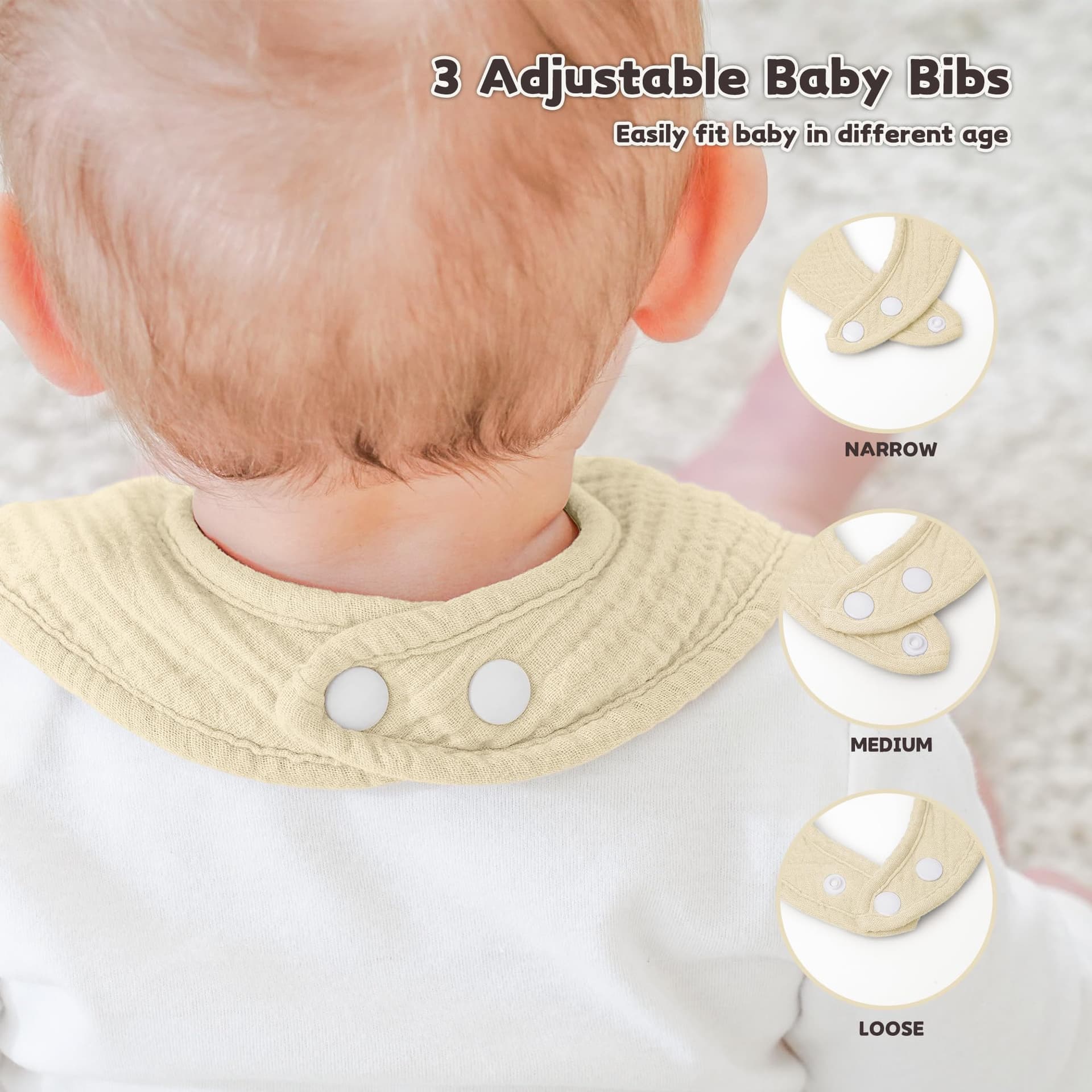 Susurration Muslin Baby Drool Bibs 10Pack Soft Square Adjustable Bandana Bibs for Unisex Baby Girls & Boys thumbnail 4