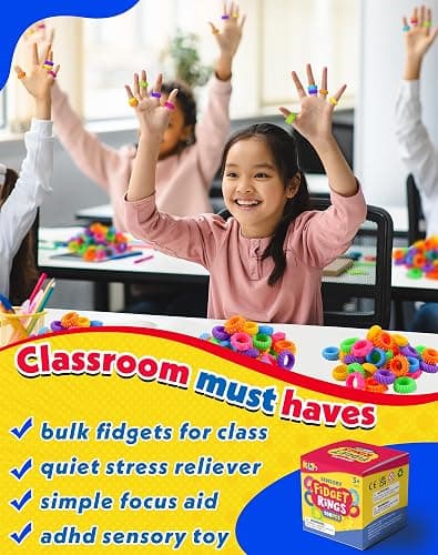KLT Fidget Toys Bulk for Kids: 100pcs Textured Fidget Ring - Classroom Treasure Box Prize Quiet - Sensory Toys for Autism Stress Relief - Easter Basket Stuffers Bulk Kids Party Favors thumbnail 3