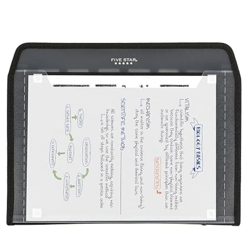 Five Star Expanding File Organizer + Study App, 7-Pocket Accordian File Organizer, Zipper Closure, Holds 8-1/2" x 11" Paper, Black (72709) thumbnail 7