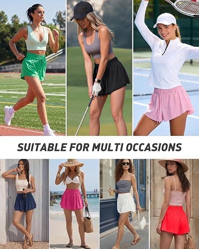 TIMEPAY Womens Athletic Shorts High Waisted 2 in 1 Flowy Workout Skorts with Liner Pockets for Running Tennis Yoga Gym thumbnail 7