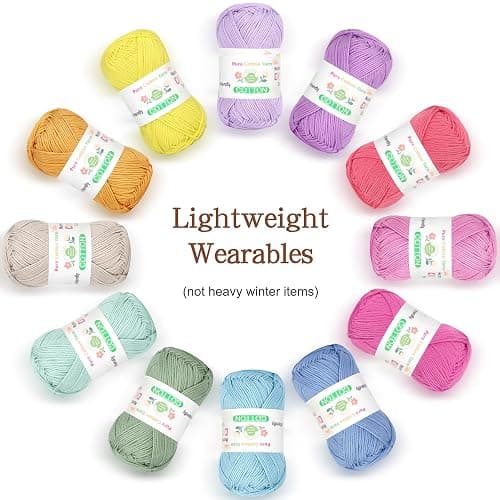 Katech 1OO% Cotton Yarn for Crocheting & Knitting–Baby Cotton Yarn (D) | 12-Color of 137 Yards/1.76 oz Sport Weight CYC #2-Soft & Breathable-Ideal for Dishcloths, Baby Clothes, Potholders & Crafts thumbnail 4