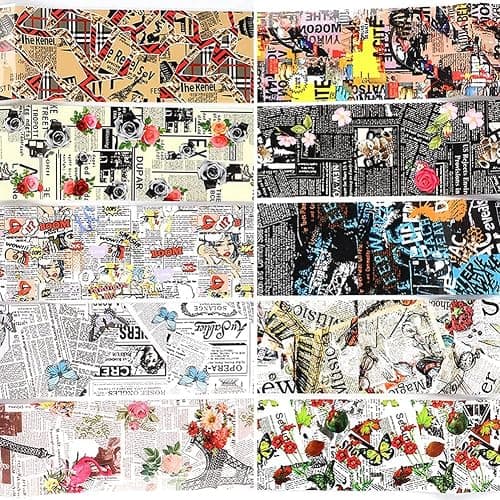 Retro Newspaper Nail Art Foil Transfer Stickers,Nail Art Supplies Holographic Nail Foil Flower Decals English Letters Butterfly Cool Romantic Punk Designs for Woman Manicure Decorations 10PCS thumbnail 6